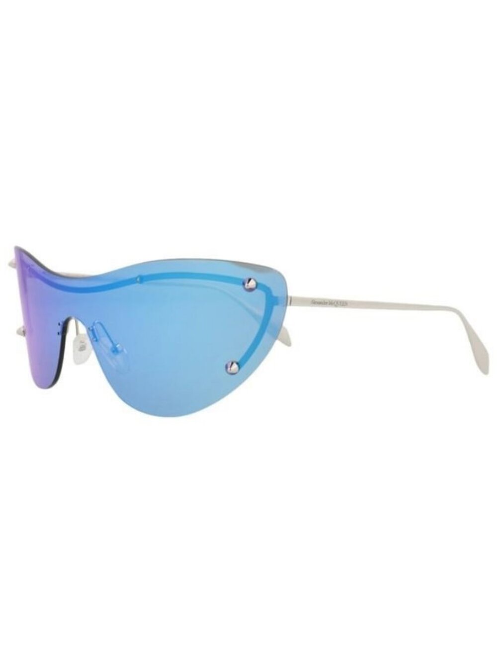 New Alexander McQueen Womens Cat Eye Silver Silver Blue Fashion Designer Sunglas